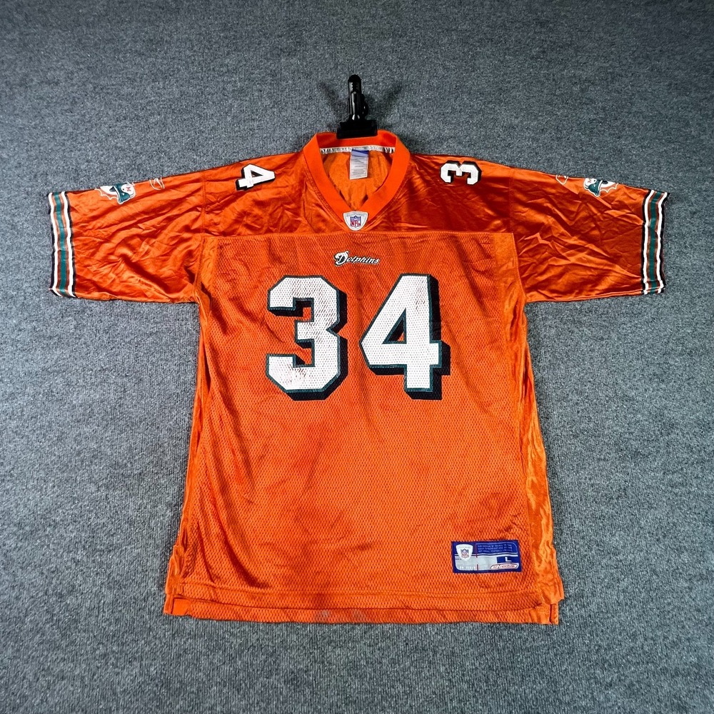 Vintage Reebok NFL Miami Dolphins Ricky Williams 34 Jersey Mens Large Orange Y2K